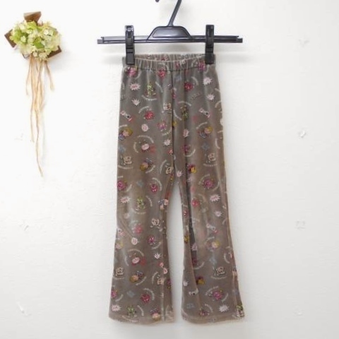 ヒスミニ ヒステリックミニ HYSTERIC MINI キッズ 110cm パンツ 秋冬向き ベロア 茶 系 総柄 ボトム拍卖