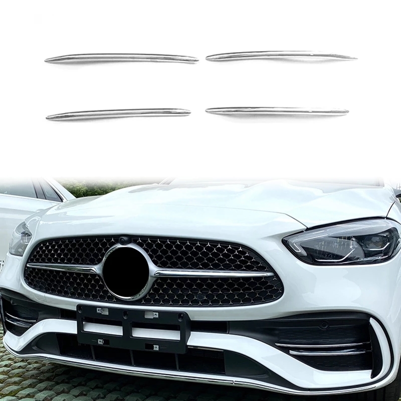 メルセデスベンツCクラスW20620212022ウィンドナイフステッカー用クロームフロントバンパーロアグリルフレームフォグライトカバートリム拍卖