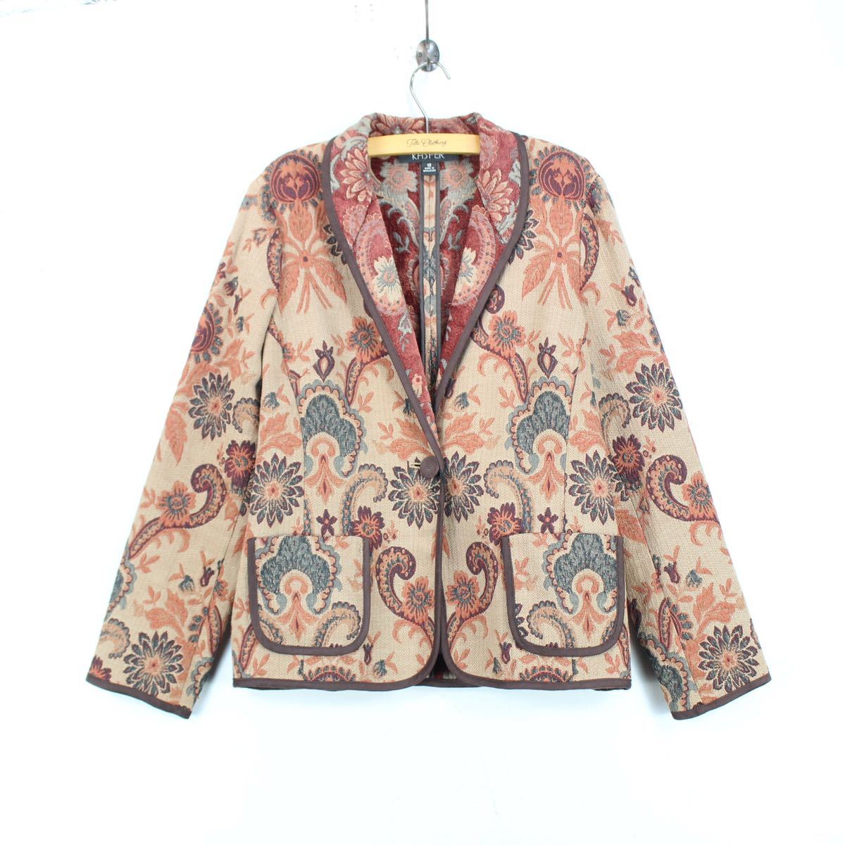 USA VINTAGE KASPER PAISLEY PATTERNED EMBROIDERY JACQUARD JACKET/アメリカ古着ペイズリー柄刺繍ジャガードジャケット拍卖