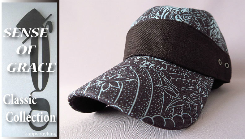 graceグレース★寅柄リネンバズキャップ【黒B】新品 サイズ調節可能 男女兼用 ラミー麻 和柄 虎柄 タイガー柄 オリエンタル拍卖