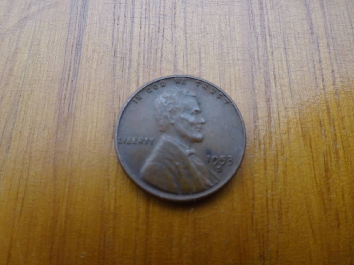 アメリカリンカーンONE CENT 1953-Sウィート 銅貨古銭コイン拍卖