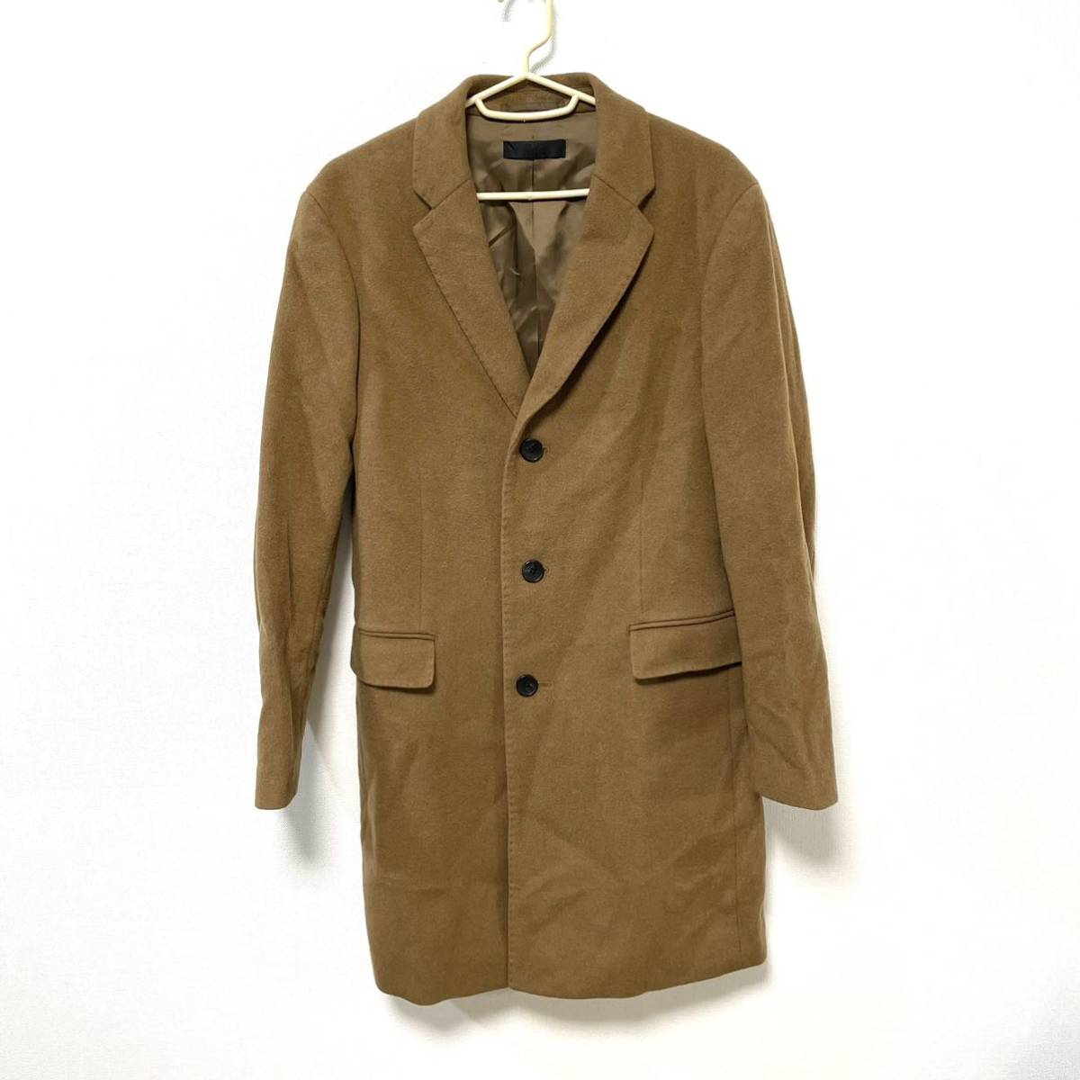 ★UNIQLO★ユニクロチェスターコート キャメル メンズS カシミヤ混 ロングコート拍卖