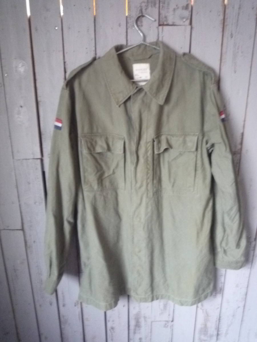 Ql374 WAHLER オランダ軍 1987年製 ミリタリーシャツ Vintage Genuine Dutch 100% Cotton Military Shirt 60サイズ拍卖