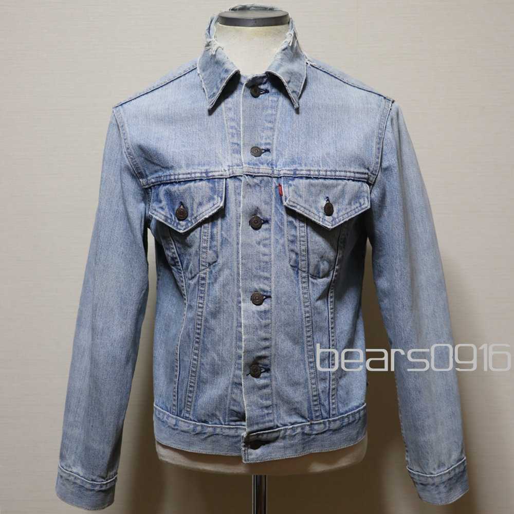 訳ありUSED品雰囲気系 90年代 Levi's 3rd MADE IN USA 70505-0217 38 リーバイス デニムジャケット ジージャン アイスブルー 38拍卖