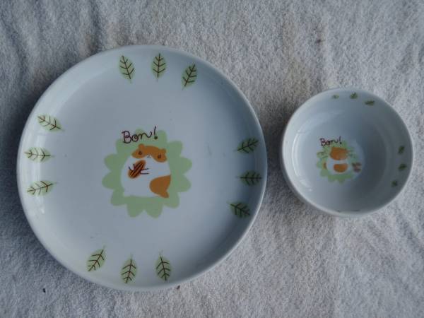 ハムスター柄 大皿 プレート+ボウル 小鉢 2個セット拍卖