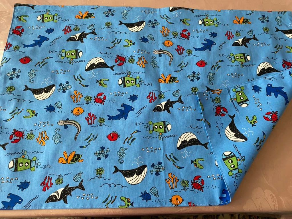 No.82 大判裏付ランチョンマット ハンドメイド 40x60 海の生き物 男の子拍卖