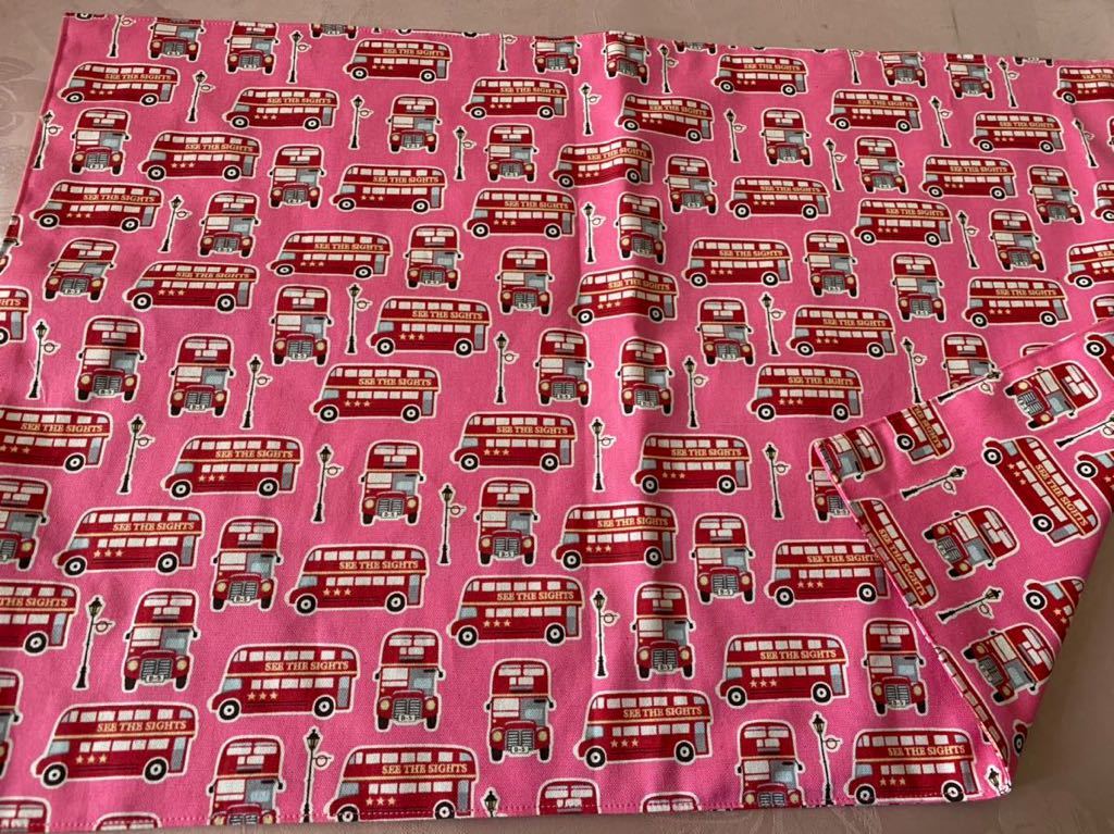 No.620 大判裏付ランチョンマット ハンドメイド 40x60 バス柄 男の子拍卖