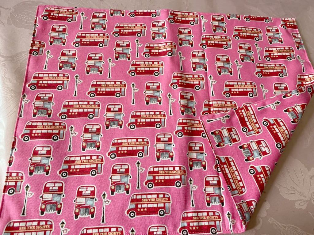 No.473 裏付ランチョンマット ハンドメイド 35x45 2階建バス柄 男の子拍卖