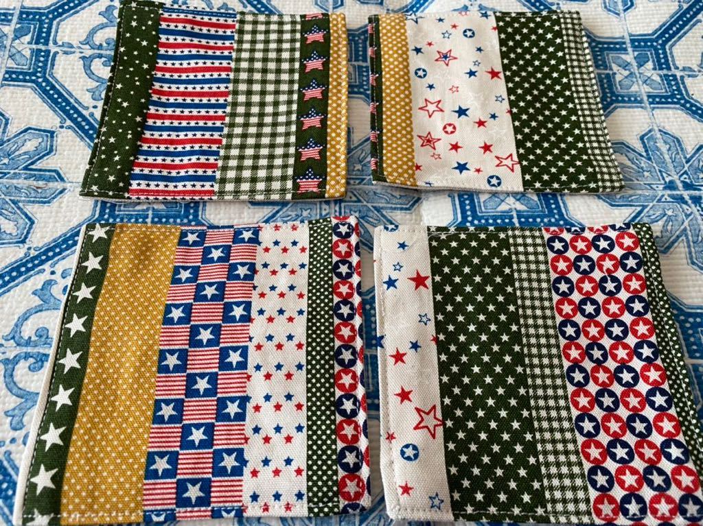 9.コースター ハンドメイド 10センチ角 4枚組 ストライプ柄拍卖