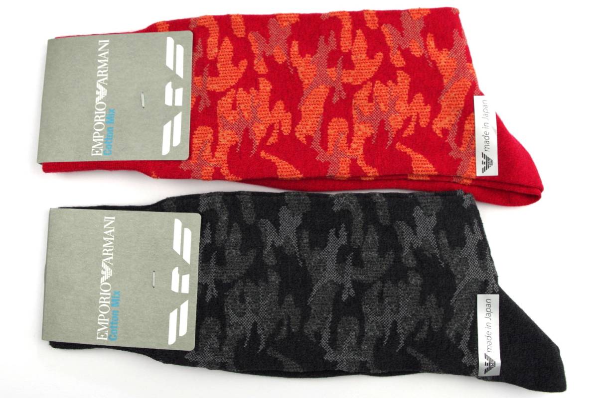 即決●エンポリオ アルマーニ EMPORIO ARMANI コットンミックス靴下 2足セット(25-27cm)№14 新品拍卖