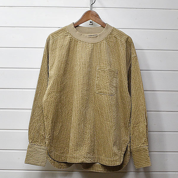 新品 ユニバーサルティッシュ UNIVERSAL TISSU プルオーバーシャツ コーデュロイ ベージュ3|21l1651拍卖