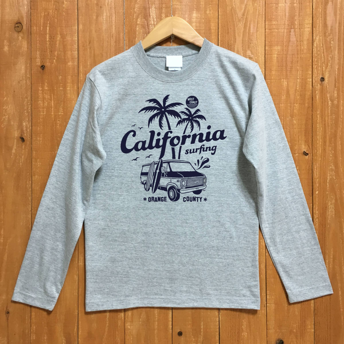 ■ CALIFORNIA ロンT■XLサイズ(グレーxネイビー)アメリカ アメ車 シェビーバン シボレー サーフィン CHEVROLET CHEVY拍卖