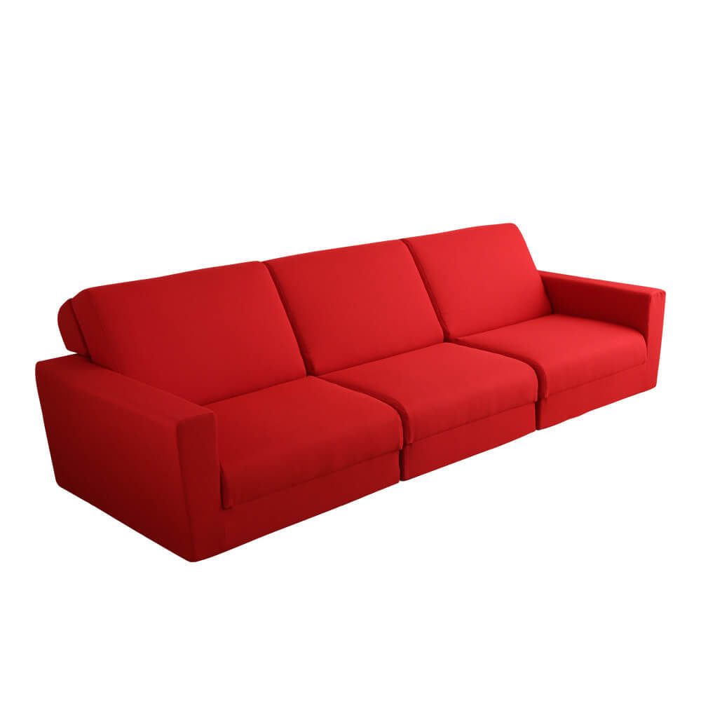 組み換え自由なソファベッド3P【Lawro-ラウロ-】ポケットコイル 3人掛 ソファベッド 日本製 ローベッド カウチ SH-07-LAW3P-RD レッド拍卖