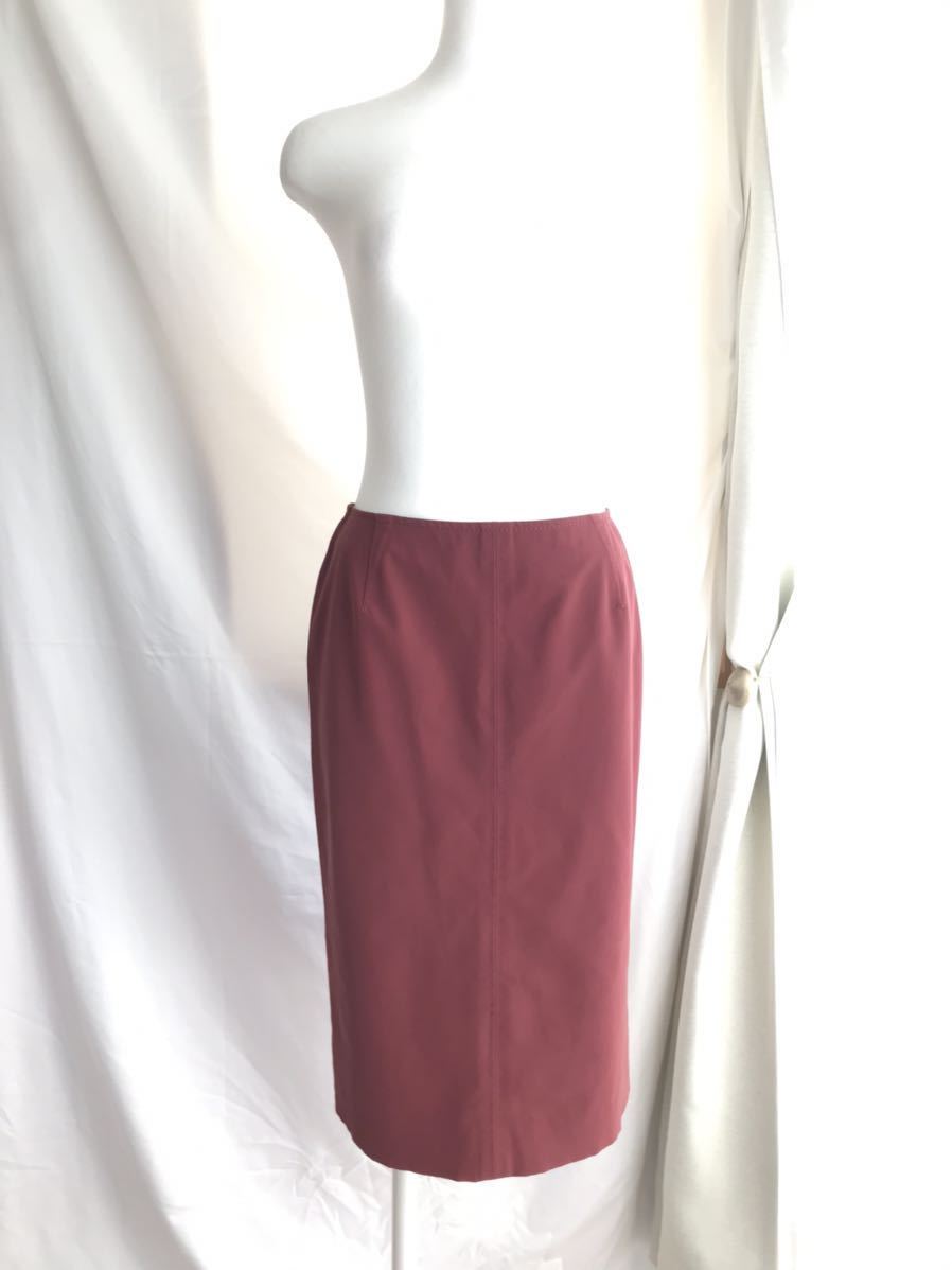 BURBERRY LONDONダークレッドストレッチタイトスカート36(S相当)美中古 バーバリーロンドン/春夏/光沢dark red/stretch拍卖