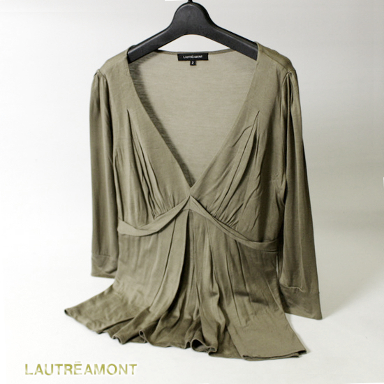 美品 LAUTREAMONT ロートレアモン 100% リヨセル ジャージーストレッチ 春 夏 カットソー 2号 M 20A04拍卖