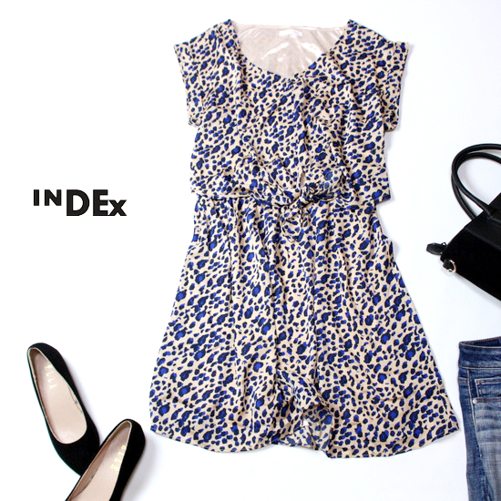 ☆☆ 美品 (株)ワールド INDEX インデックス ☆☆ 可愛いレオパード柄 とろみワンピース M 春 夏 21D08拍卖