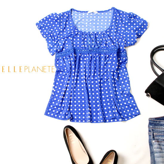 ☆☆ 美品 ELLE PLANETE エルプラネット ☆☆ 可愛いドット柄 ストレッチ カットソー 40号 L 春 夏 21D06拍卖