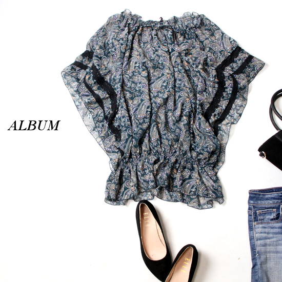 ☆☆ 美品 ALBUM アルブム ゆったり綺麗め ゴムギャザー レースライン シフォンカットソー M 春 夏 NATU1拍卖