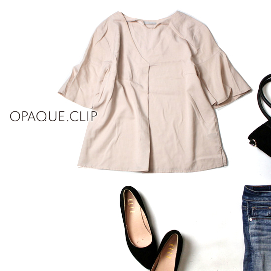 ☆☆ 美品 (株)ワールド OPAQUE.CLIP オぺークドットクリップ ☆☆ 綺麗め レーヨン スキッパーカットソー M 春 夏 NATU1拍卖