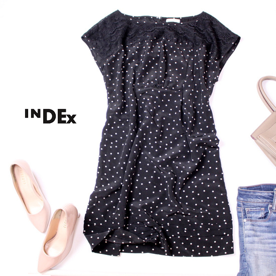 ☆☆ 美品 (株)ワールド INDEX インデックス ☆☆ 可愛いレース・ドット柄 とろみ ワンピース M 春 夏 21A08拍卖