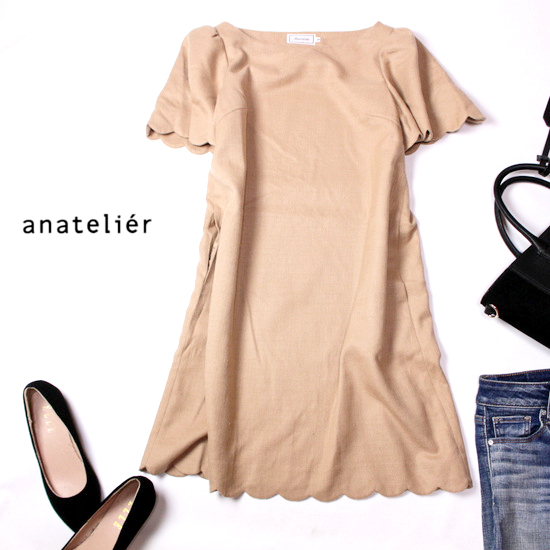 ☆☆ 美品 (株)ワールド anatelier アナトリエ ☆☆ 大人可愛い レーヨンブッチャー生地 ワンピース 34号 XS 21C08拍卖