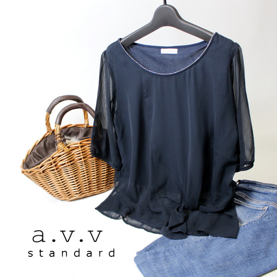 美品 イトキン (株) a.v.v standard アーヴェヴェ 綺麗め ツイストデザイン シフォン 春 夏 カットソー M 20B06拍卖