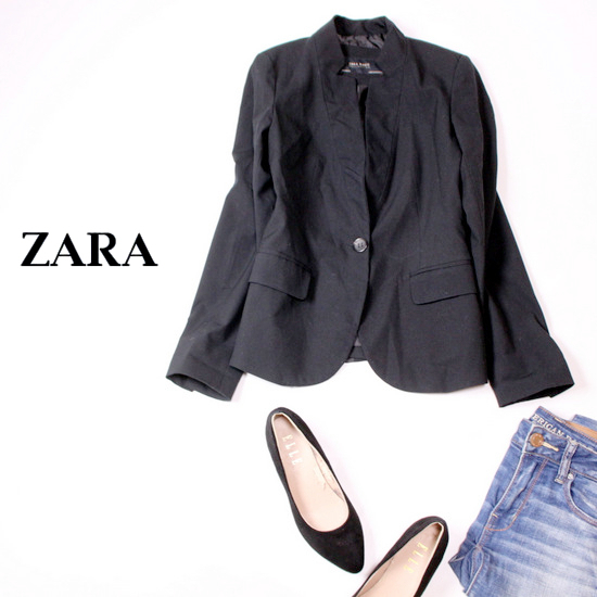 ☆☆ 美品 ザラ ベーシック コレクション ZARA BASIC COLLECTION ☆☆ 綺麗め 合物 ジャケット 36号 S 春 秋 22C01拍卖