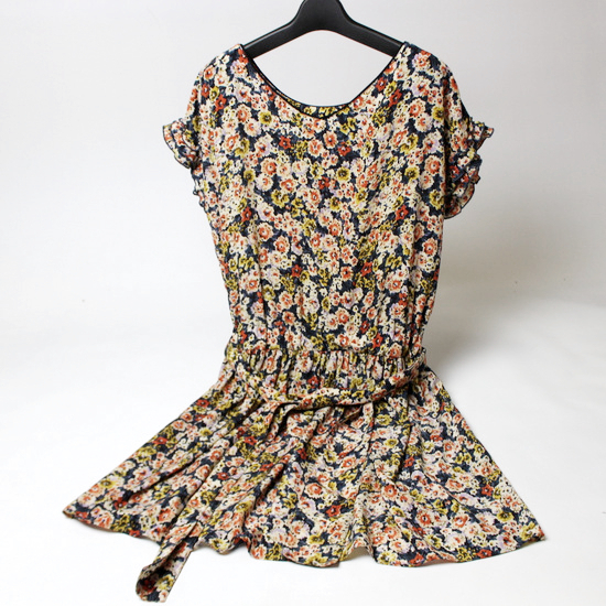 美品 CLEAR IMPRESSION クリアインプレッション 可愛い フリル袖 ベルト付き とろみ ワンピース 2号 19D06拍卖