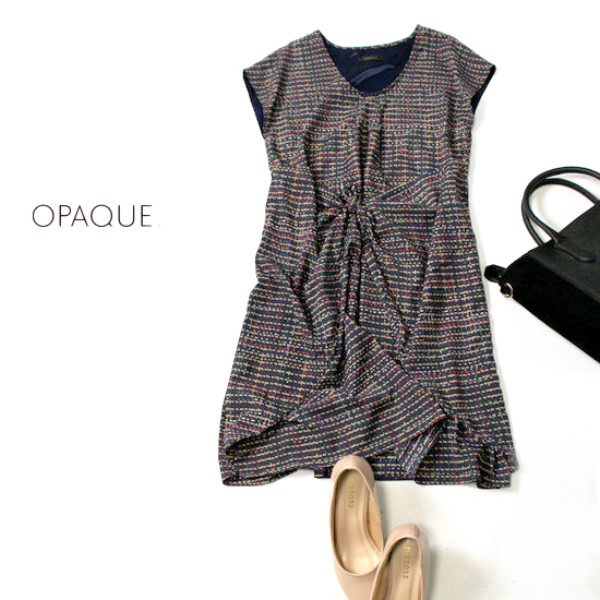 ☆☆ 美品 (株)ワンダースタッフ OPAQUE オぺーク ☆☆ 可愛い リボンデザイン ♪ 裏地付き 柔らか ワンピース F 夏 20C09拍卖