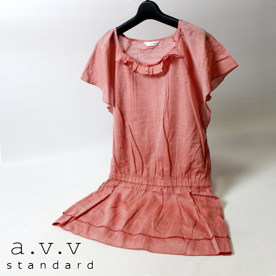 美品 イトキン (株) a.v.v standard アーヴェヴェ 100% コットン 薄手 半袖 夏 ワンピース 38号 M 20A06拍卖