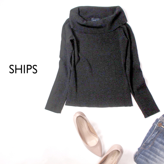 ☆☆ 美品 SHIPS シップス ☆☆ 綺麗め オフタートルネック リブストレッチ レーヨンニット プルオーバー 36号 春 合物 22A03拍卖