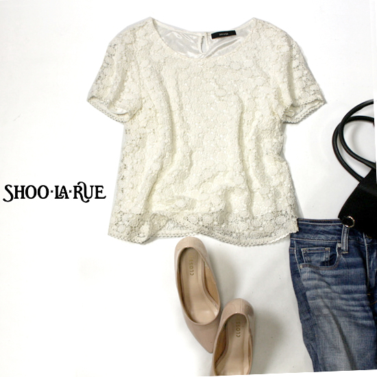 美品 (株)ワールド SHOO-LA-RUE 100% コットン 裏地付き 透けレース カットソー M 夏 20C07拍卖