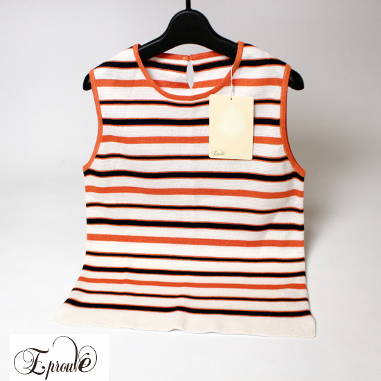 未使用 定価5900円 (株)ワールド エプローブ Eprouve 可愛い コットン混紡 レーヨン ストレッチ ノースリーブ ニット プルオーバー L拍卖