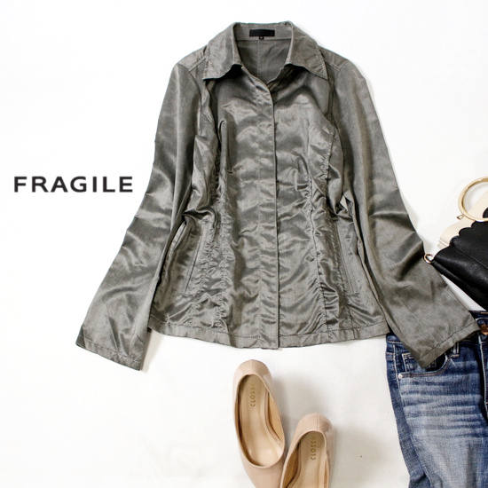 ☆☆ 美品 三陽商会 FRAGILE フラジール ☆☆ コットン ギャザー 長袖シャツ 38号 秋 合物 20A10拍卖
