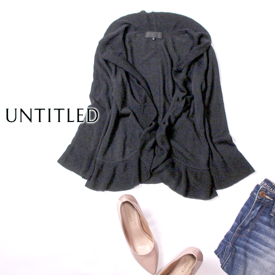 ☆☆ 美品 UNTITLED アンタイトル ☆☆ 綺麗めフリル コットンニット カーディガン 2号 M 春 合物 22D01拍卖