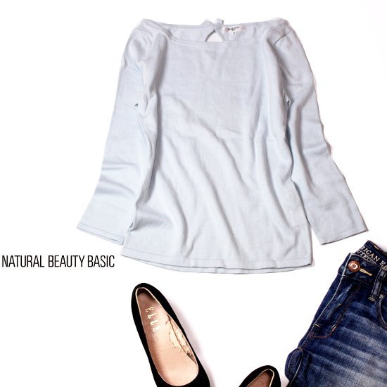 ☆☆ 美品 NATURAL BEAUTY BASIC ナチュラルビューティーベーシック ☆☆ コットン100% 可愛い ニット プルオーバー S 春 22C03拍卖