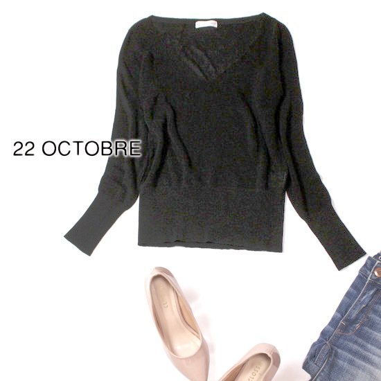 ☆ 美品 東京スタイル 22 OCTOBRE ウ゛ァンドゥ オクトーブル ☆ 綺麗め Vネック レーヨン サマーニット プルオーバー 2号 春 夏 22E03拍卖