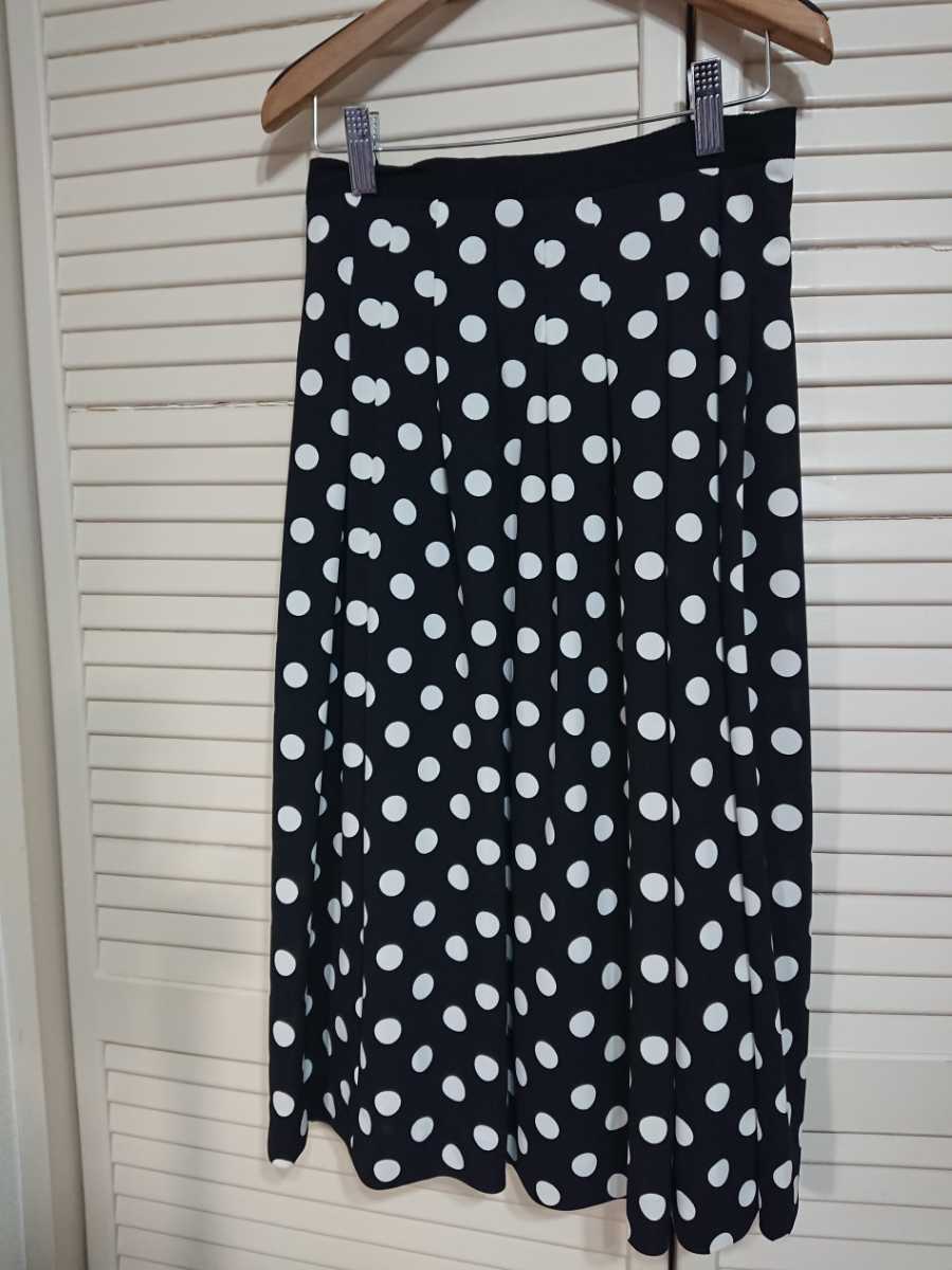 TIM◆ティム◆黒地白ドット柄フレアースカート◆シフォンスカート拍卖