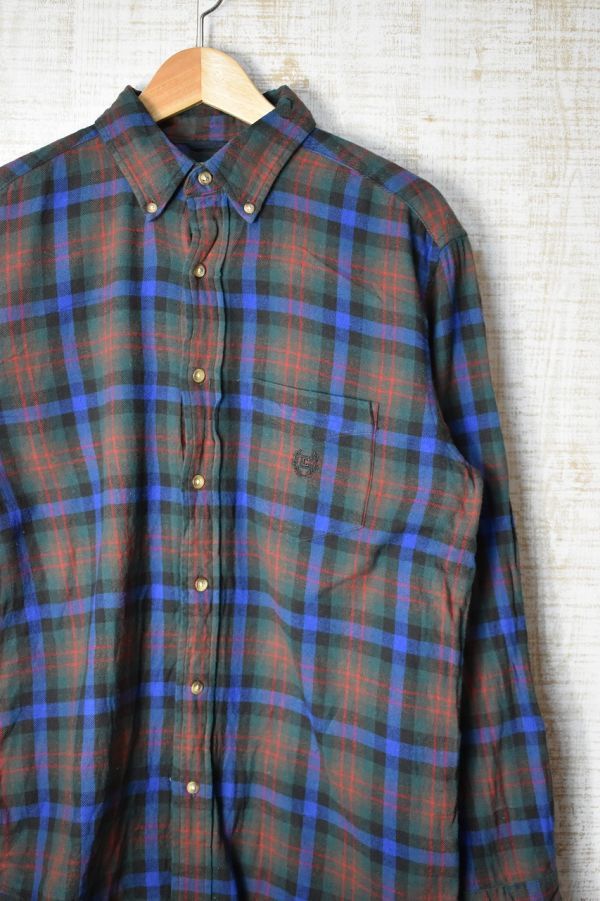 ☆US古着 CHAPS チャップス ネルシャツ チェック柄 ブルー青グリーン緑【M】コットン ◆3334◆拍卖