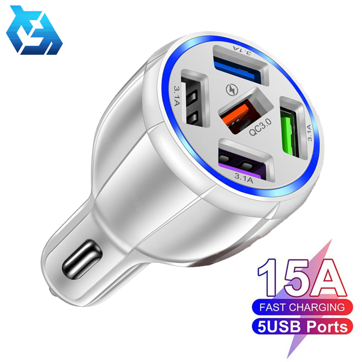 【12V~32V車】高速充電 5ポート 軽車~大型車まで 全対応 15A Quick Charge 3.0 USB シガーソケット x1個 【ホワイト】拍卖