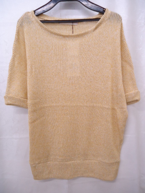 【KCM】ct10-7362100102-05■新品■【ANOTHER BRANCH/アナザーブランチ】半袖ニット 畦編みドルマンプルオーバー イエロー系 サイズF拍卖