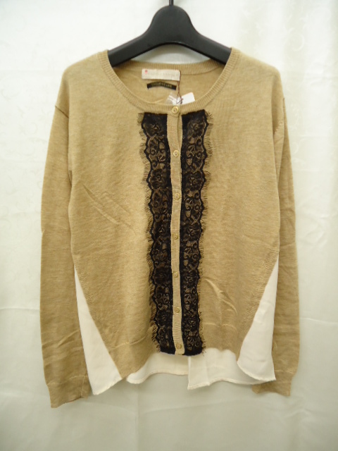 【KCM】nt3-7354100402-18■新品■【ANOTHER BRANCH/アナザーブランチ】異素材切替ニットカーディガン ベージュ系 サイズF拍卖