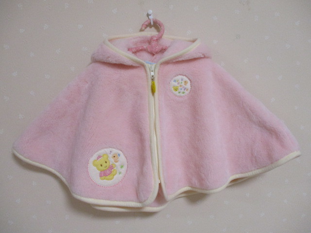 Ω ミキハウス Ω★ 可愛いボアケープ フリース ★ ピンク 70-85㎝ 20312拍卖
