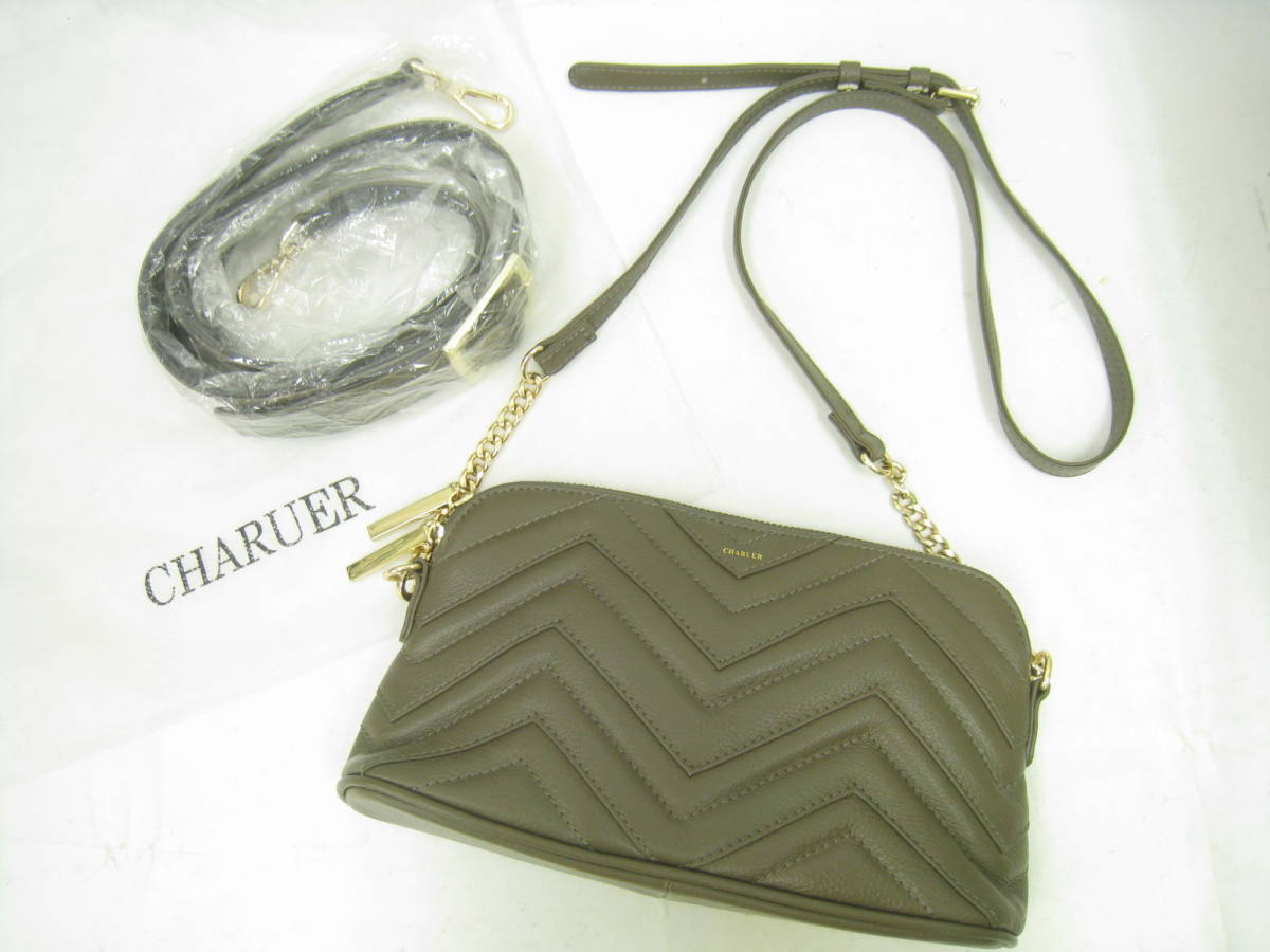 新品 未使用 CHARUER シャルエ ウエーブ キルティング ショルダーバッグ グレー 拍卖