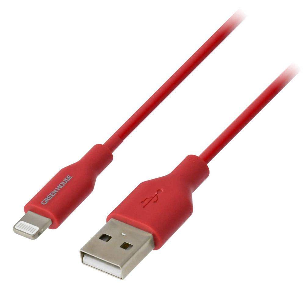 送料無料 ライトニングケーブル USB Type-A to Lightningケーブル グリーンハウス 1メートル レッド GH-ALTUG100-RD/5614x1本拍卖