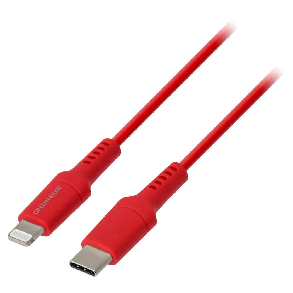 同梱可能 ライトニングケーブル Lightning-TypeCケーブル グリーンハウス 1メートル レッド GH-ALTCA100-RD/5447x1本拍卖