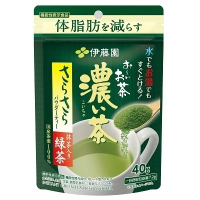 送料無料 伊藤園 粉末インスタント 緑茶 お~いお茶 濃い茶 さらさら抹茶入り緑茶 40g 機能性表示食品 4525x2袋セット/卸拍卖