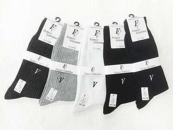 同梱可能 フランコ・バレンチノ リブソックス 紳士刺繍靴下 5カラー 10足セット拍卖