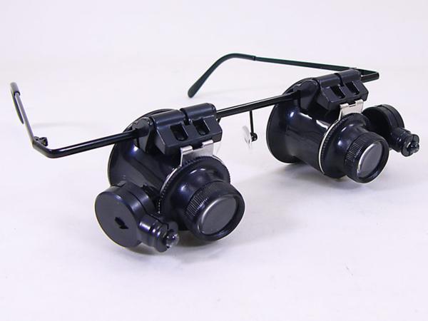 同梱可能 ヘッドルーペ 両眼 LED 照明付き メガネ 倍率 20倍拍卖