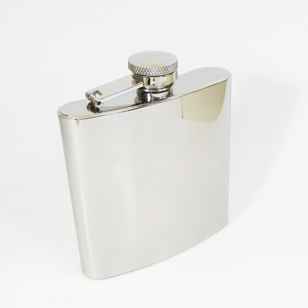 送料無料 フラスコ スキットルボトル ステンレス製フタ一体型 ミラー 6オンス 約185ml 約133g/6241拍卖